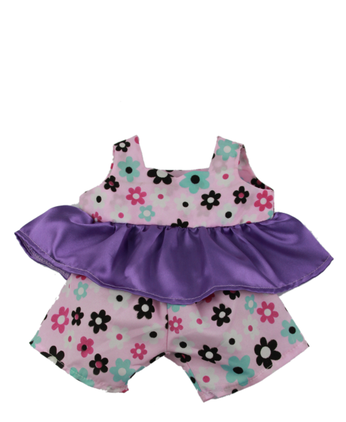 image Tenue violette à fleurs pour peluche