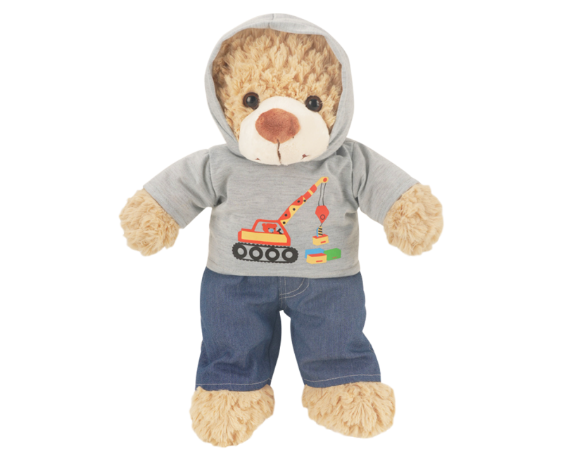 Image de Tenue motif tracteur grue pour peluche